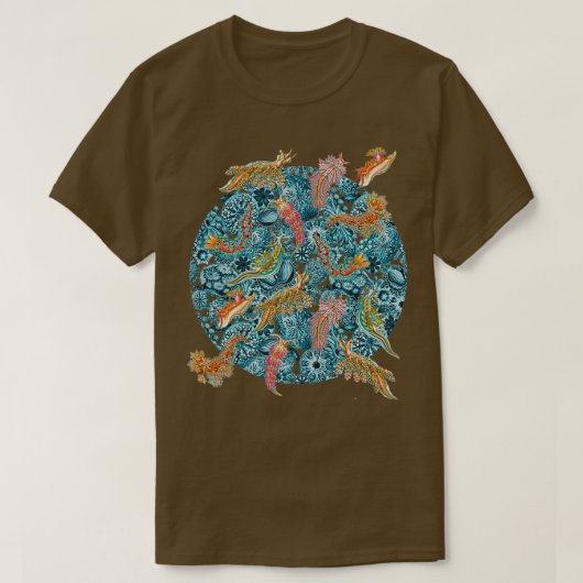 Ernst Haeckel Nudibranch Zee Slugs over Cerulean S T-shirt (Design voorkant)