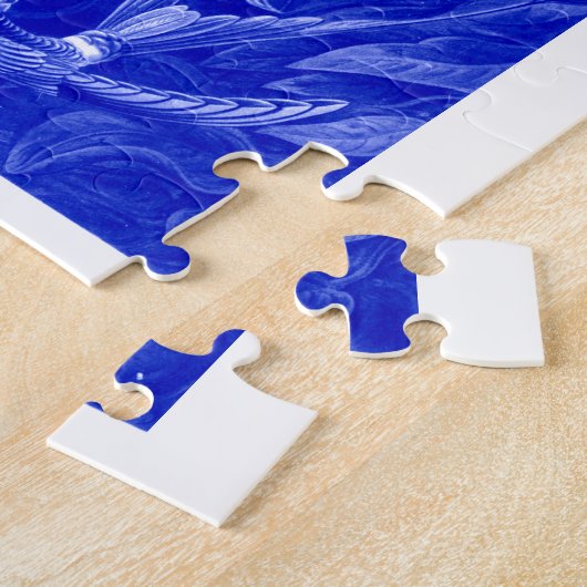 Ernst Haeckel Trochilidae Birds Monotone in Blue Legpuzzel (Zijkant)