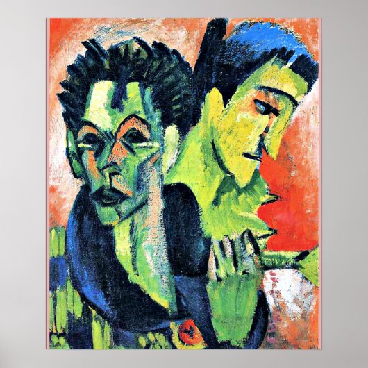 Ernst Kirchner - Dubbelzelfportret Poster (Voorkant)