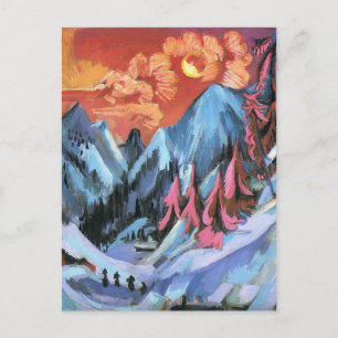 Ernst Kirchner - Winterlandschap in Moonlight Briefkaart