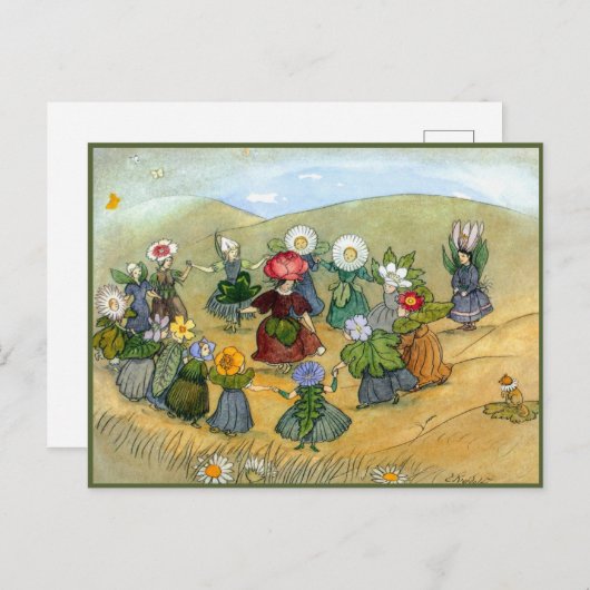 Ernst Kreidolf Ring rond de Rosy Briefkaart (Voorkant / Achterkant)