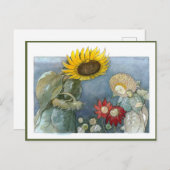 Ernst Kreidolf Vintage Zonnebloem en Dahlia Briefkaart (Voorkant / Achterkant)