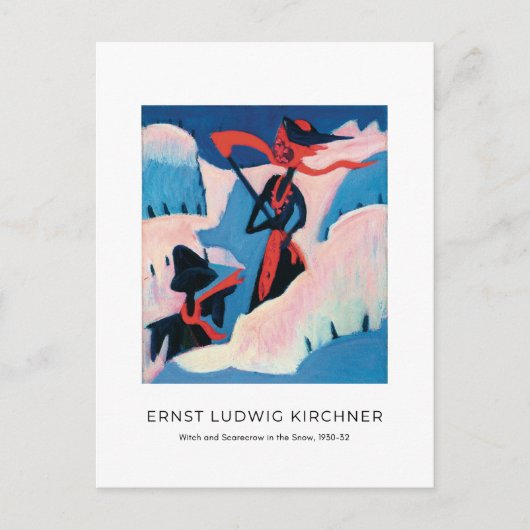 Ernst L. Kirchner, Witch en Scarecrow in de sneeuw Briefkaart (Voorkant)
