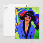 Ernst Ludwig Kirchner schilderij, portret van Gerd Briefkaart (Voorkant / Achterkant)