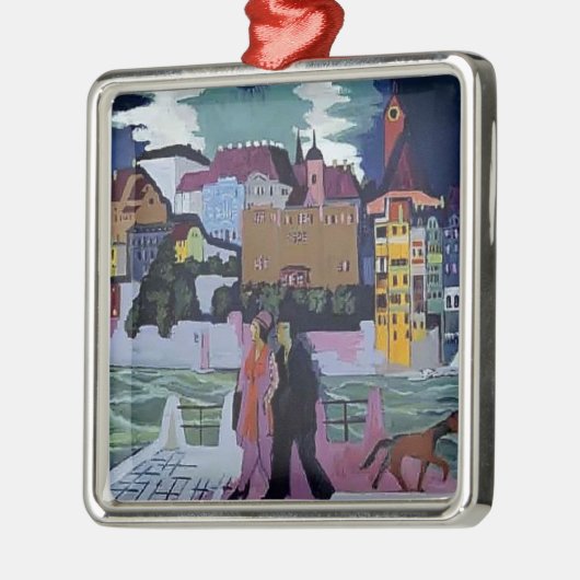 Ernst Ludwig Kirchner - Uitzicht van Bazel en Rijn Metalen Ornament (Links)