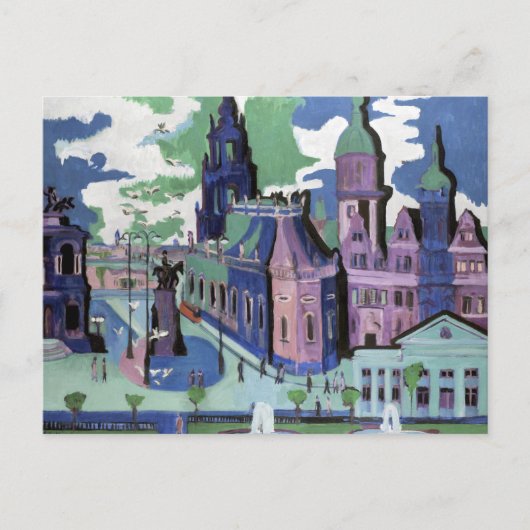 Ernst Ludwig Kirchner Uitzicht van Dresden Schloss Briefkaart (Voorkant)