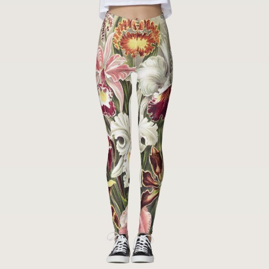 ErnstHaeckel Vintage Botanical Orchid Illustration Leggings (Voorkant)