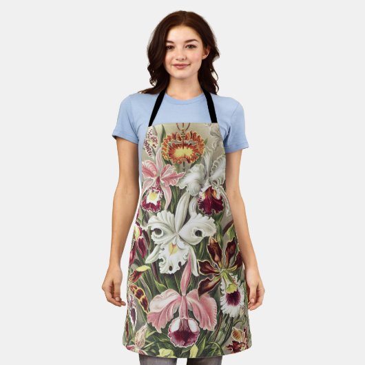 ErnstHaeckel Vintage Botanical Orchid Illustration Schort (Gedragen)