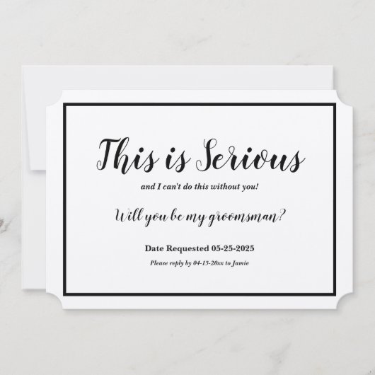 Ernstig verzoek van bruidsjonker kaart (Voorkant)