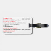 Ernstige Allergie-ID en ICE-Label Bagagelabel (Achterkant horizontaal)