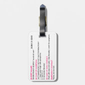 Ernstige Allergie-ID en ICE-Label Bagagelabel (Achterkant verticaal)