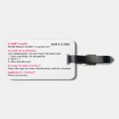 Ernstige Allergie-ID en ICE-Label Bagagelabel (Achterkant horizontaal)