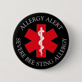 Ernstige BEE STING Allergy Alert Button (Voorkant)