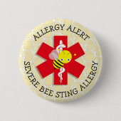 Ernstige BEE STING Allergy Alert Button (Voorkant)
