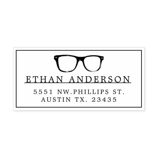 Ernstige bril | Funny Custom Name Rubberstempel (Afrduk)