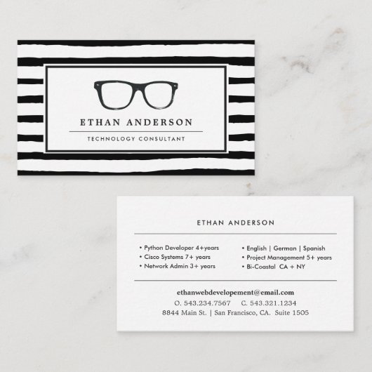 Ernstige bril | Grappig tech thema Visitekaartje (Voorkant / Achterkant)
