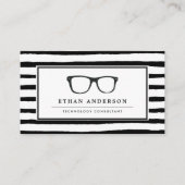 Ernstige bril | Grappig tech thema Visitekaartje (Voorkant)