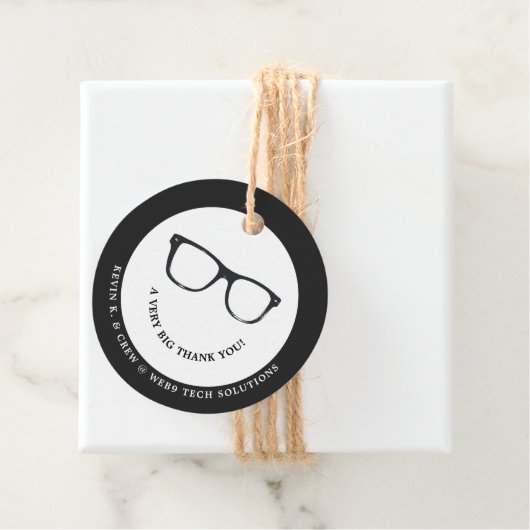 Ernstige bril | Minimale dank u glimlach Bedankjes Labels (In situ)