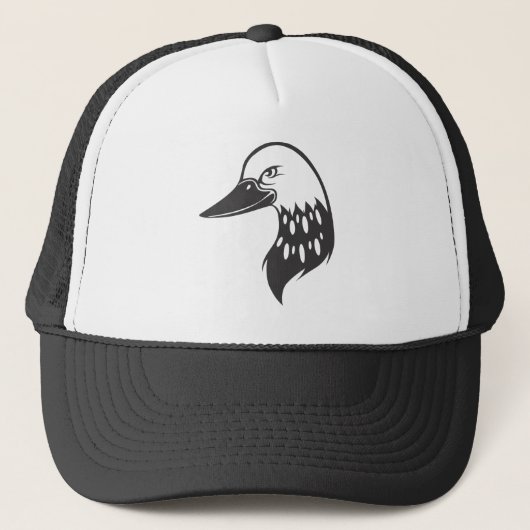 Ernstige Common Loon Bird in Black and White Trucker Pet (Voorkant)