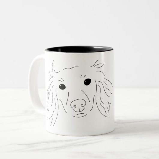 Ernstige Dachshund-Mok Tweekleurige Koffiemok (Voorkant links)