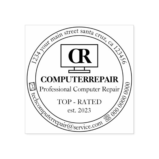 Ernstige Eenvoudige Mechanische Tech Pc Computerre Rubberstempel (Afrduk)
