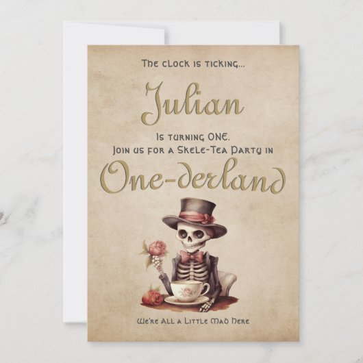 Ernstige fout Gotisch Skelet Halloween Baby Bday Kaart (Voorkant)