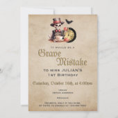 Ernstige fout Gotisch Skelet Halloween Baby Bday Kaart (Achterkant)