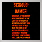 Ernstige gamer - Oranje Poster (Voorkant)