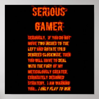 Ernstige gamer - Oranje Poster