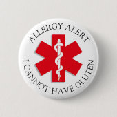Ernstige GLUTEN Allergie Alert Button (Voorkant)
