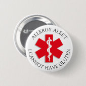 Ernstige GLUTEN Allergie Alert Button (Voorkant /achterkant)