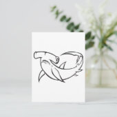 Ernstige Hammerhead Shark in Black and White Briefkaart (Staand voorkant)