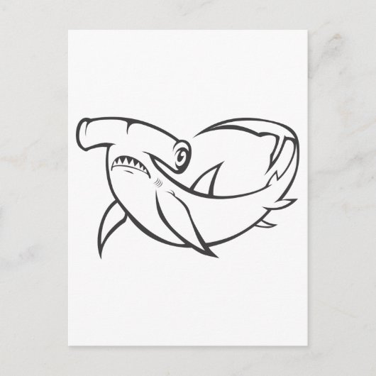 Ernstige Hammerhead Shark in Black and White Briefkaart (Voorkant)
