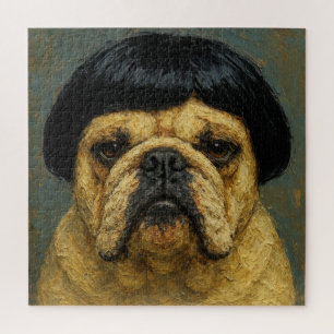 Ernstige hond olieverfschilderij (#1) legpuzzel