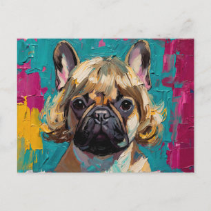Ernstige hond olieverfschilderij (#3) briefkaart