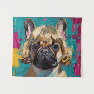 Ernstige hond olieverfschilderij (#3) wandkleed