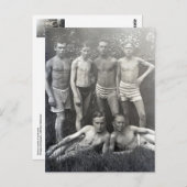 Ernstige jongeren op de  foto van zwemkleding briefkaart (Voorkant / Achterkant)