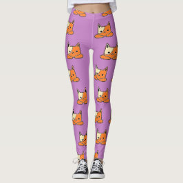 Ernstige katten op paars leggings