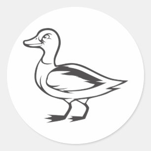 Ernstige Mallard Duck Bird in Black and White Ronde Sticker