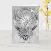Ernstige metalen doodskull Graveyard gevouwen groe Kaart (Gele Bloem)