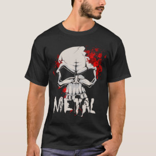 Ernstige metalen schedel met druppels bloed t-shirt