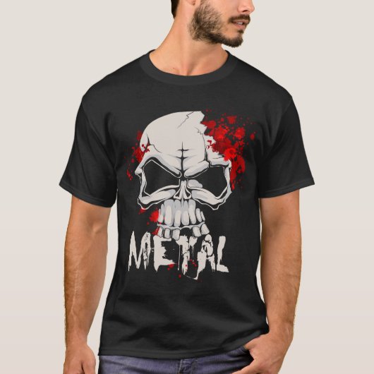 Ernstige metalen schedel met druppels bloed t-shirt (Voorkant)