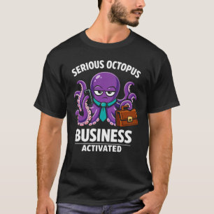 Ernstige Octopus Zakelijke Marine Vormgeving T-shirt