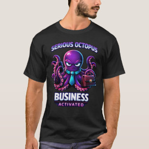 Ernstige Octopus Zakelijke Marine Vormgeving T-shirt