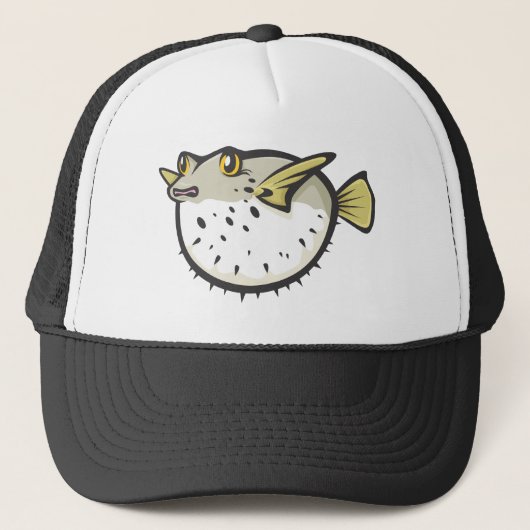 Ernstige Puffer Fish in zwart-wit Trucker Pet (Voorkant)
