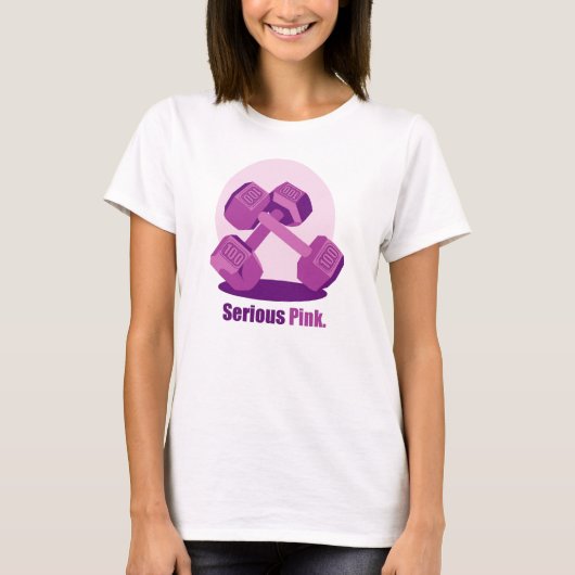 Ernstige roze dumbbells t-shirt (Voorkant)