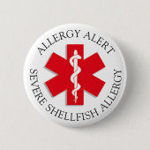 Ernstige SHELLFISH Allergy Alert Button (Voorkant)