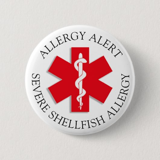 Ernstige SHELLFISH Allergy Alert Button (Voorkant)