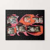 Ernstige uitheemse katten oranje roze zwart legpuzzel (Horizontaal)