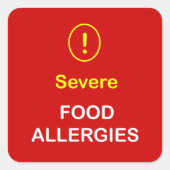 Ernstige voedselallergieën. vierkante sticker (Voorkant)